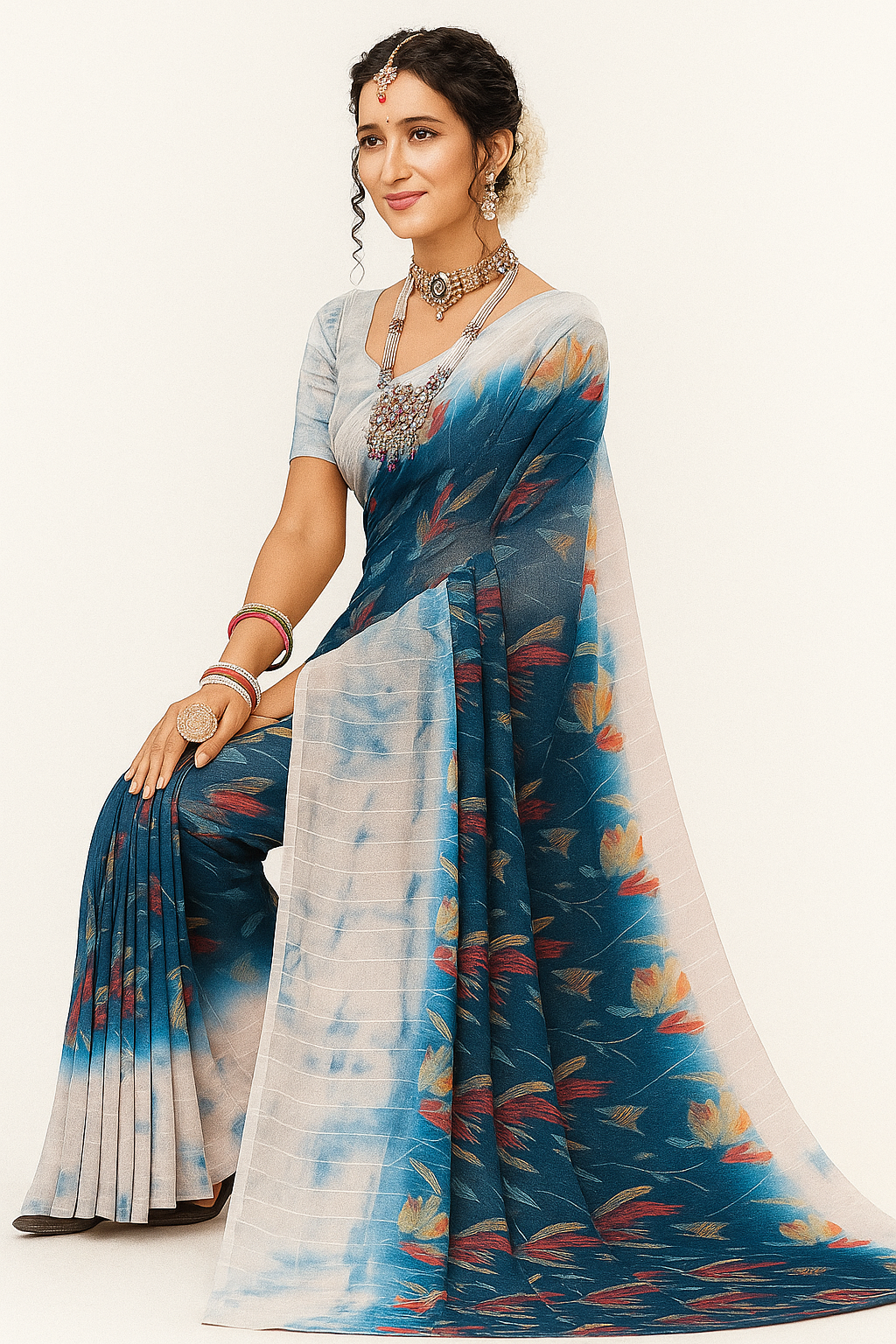 Floral Pattern Saree - Sunita Style & Grace