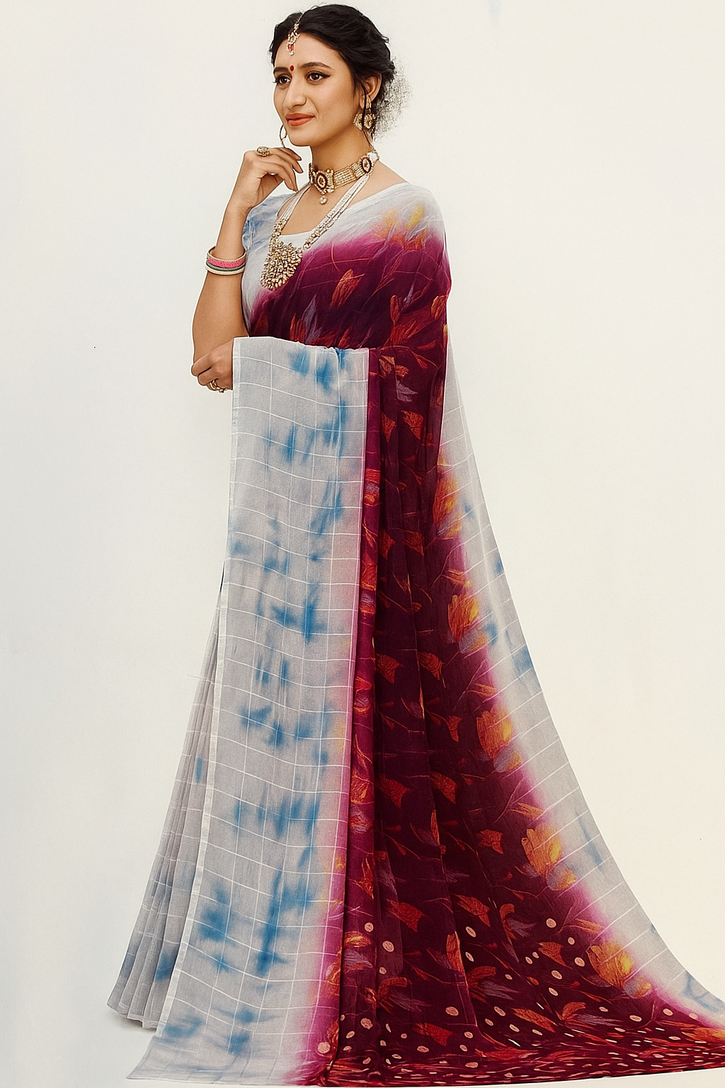 Floral Pattern Saree - Sunita Style & Grace
