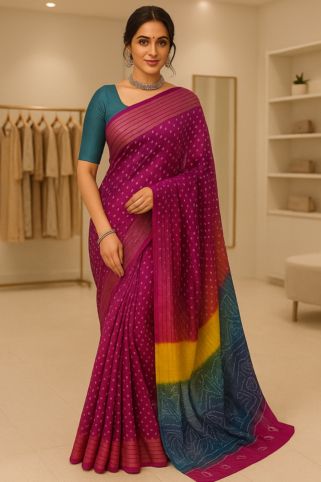 Bandhani print Saree - Sunita Style & Grace