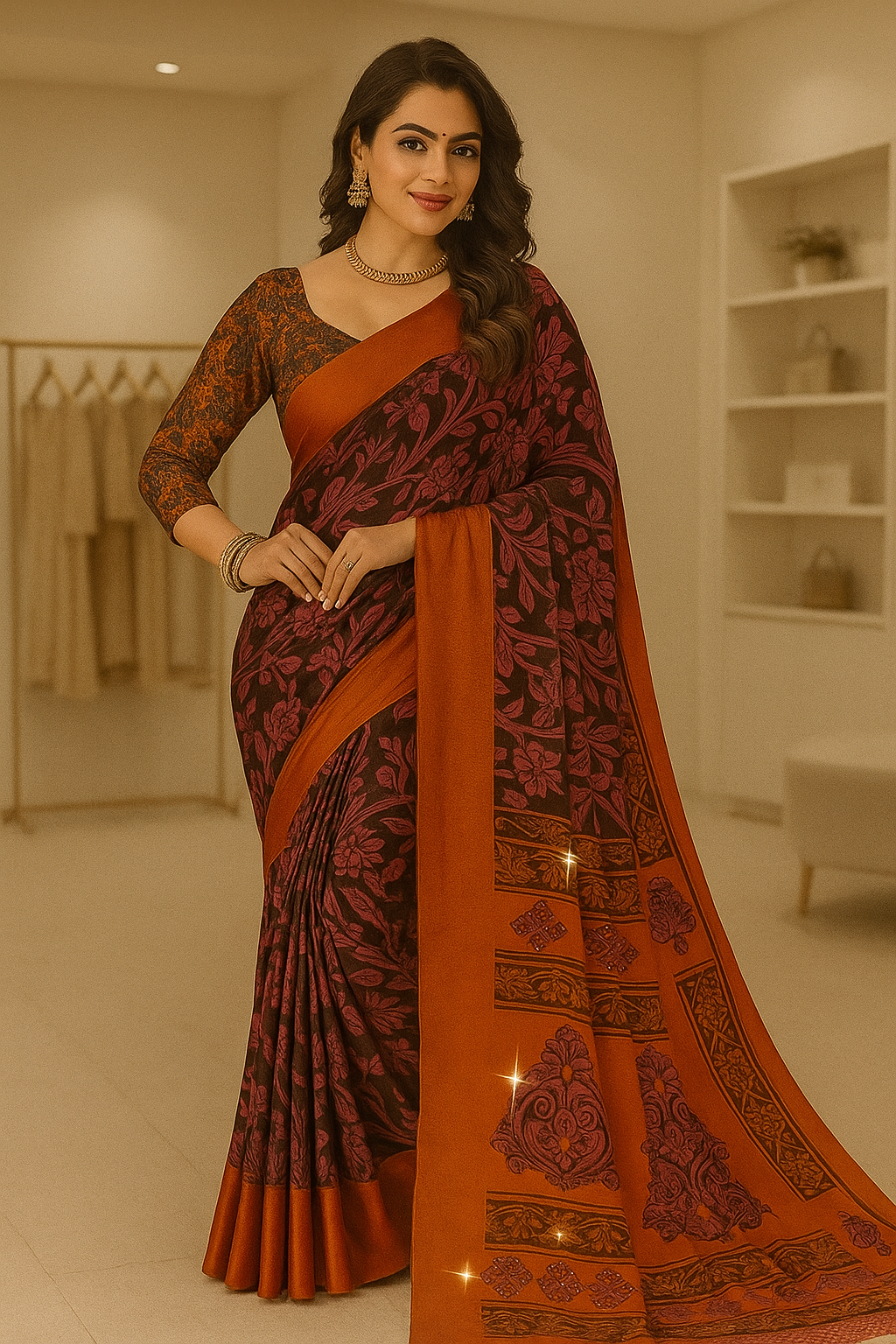 Floral Printed Saree - Sunita Style & Grace
