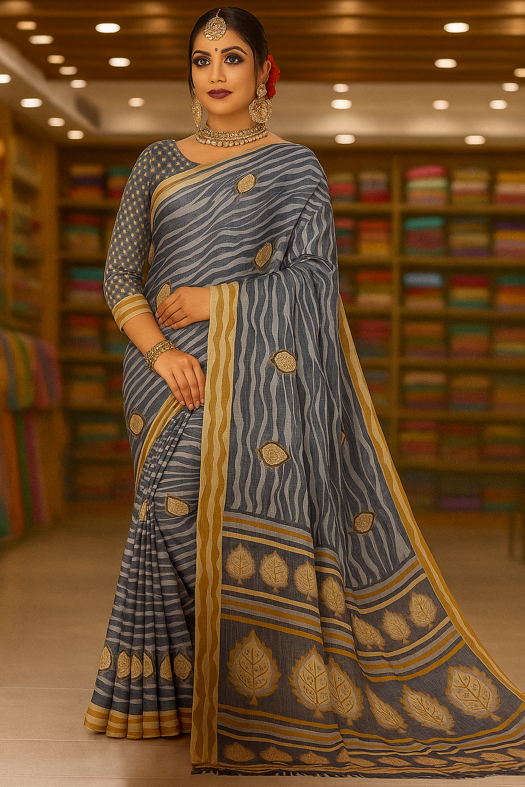 Leaf Pattern Saree - Sunita Style & Grace