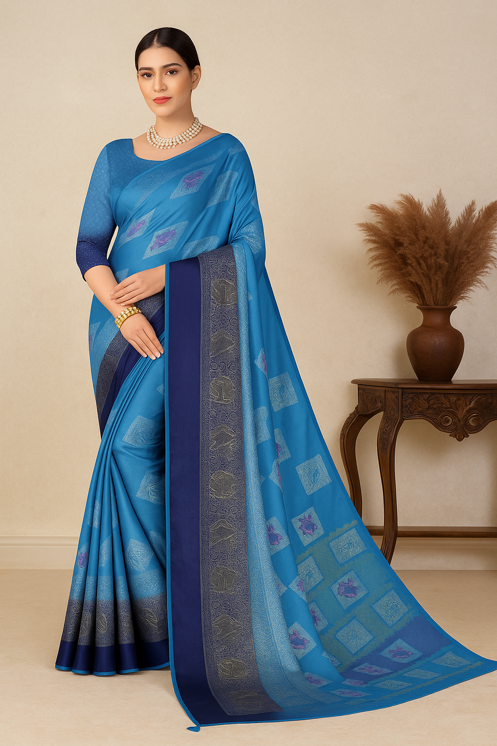 Peacock and Floral motifs Saree - Sunita Style & Grace