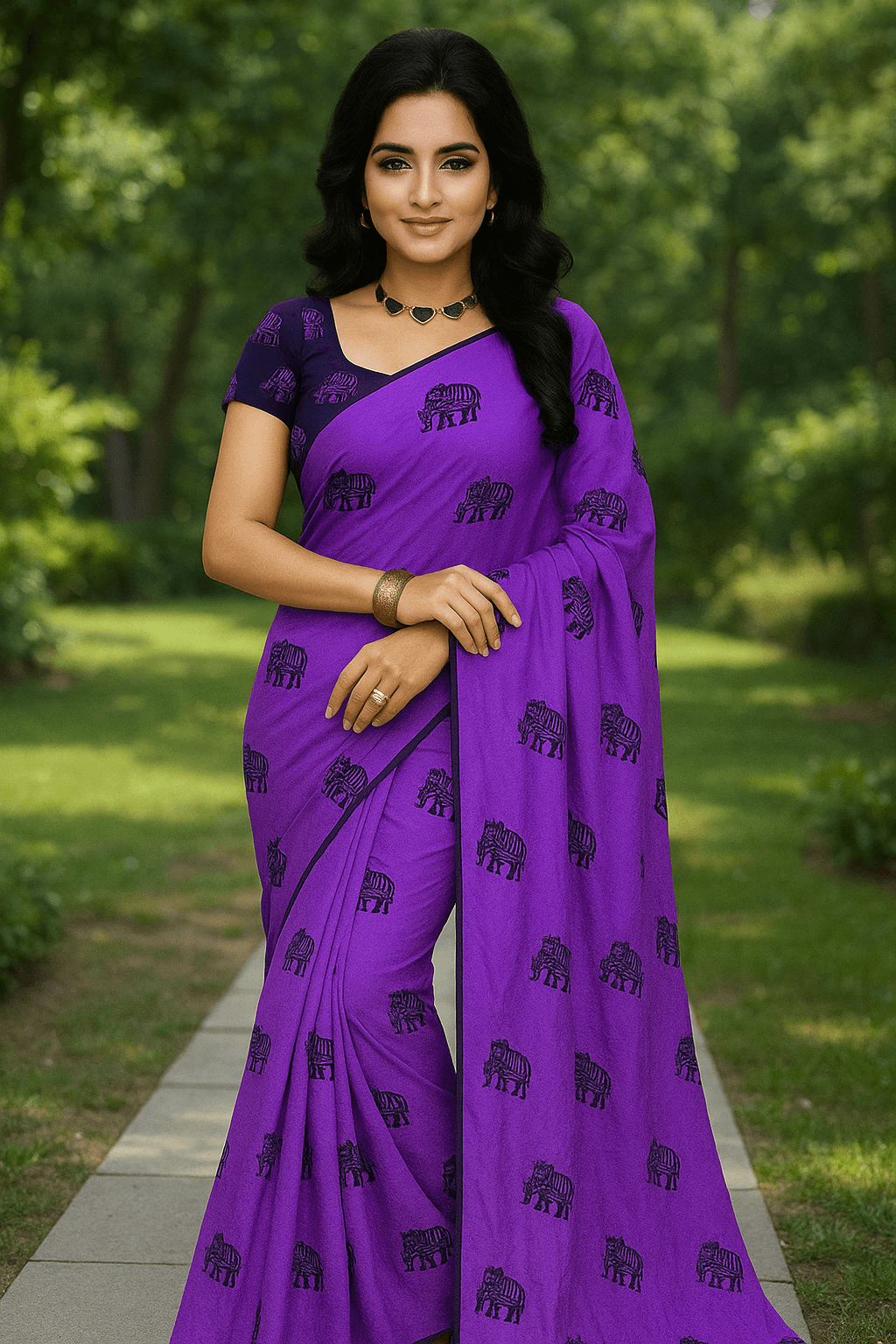 Elegant Elephant Motif Saree