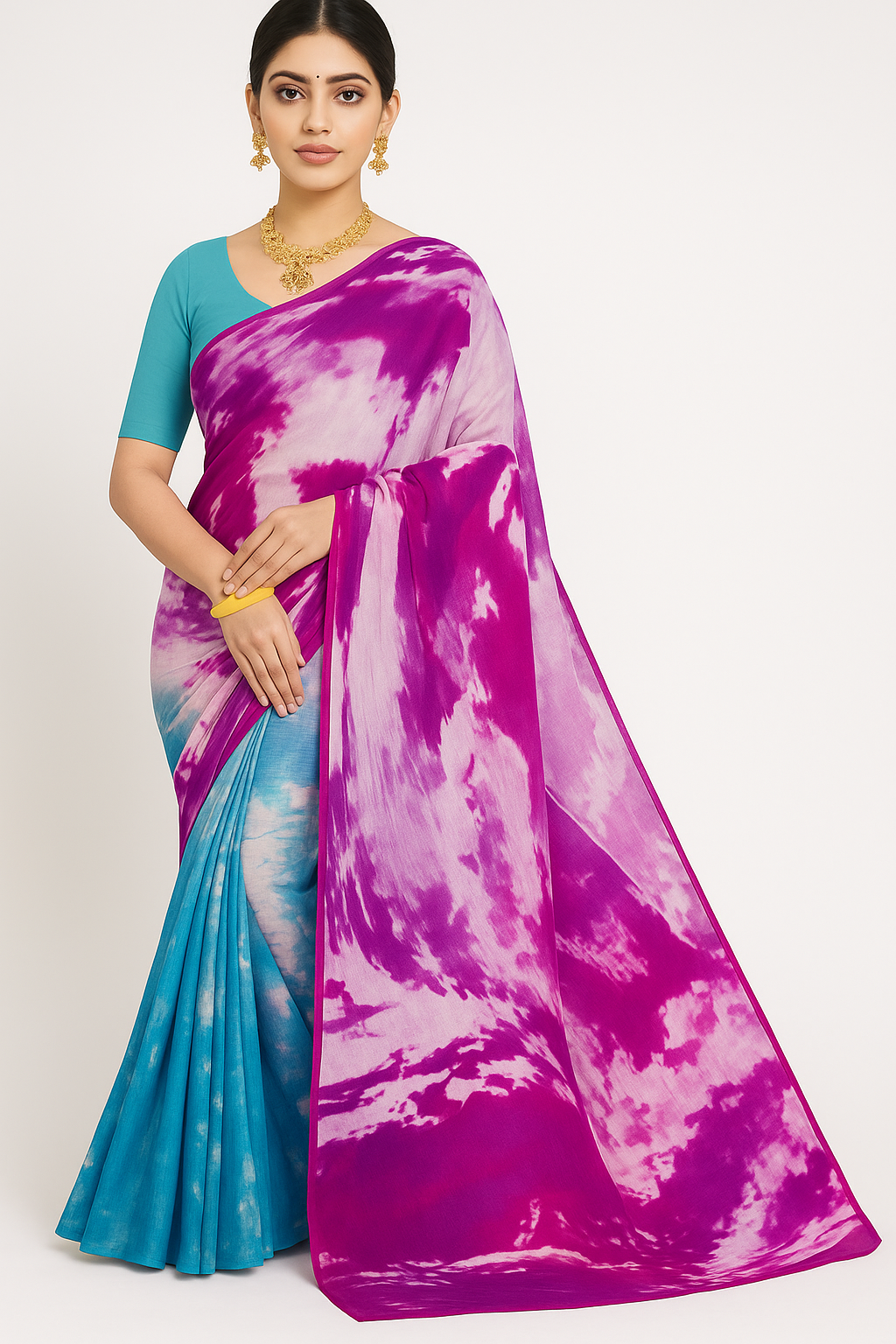 Duel Colored Printed Saree - Sunita Style & Grace