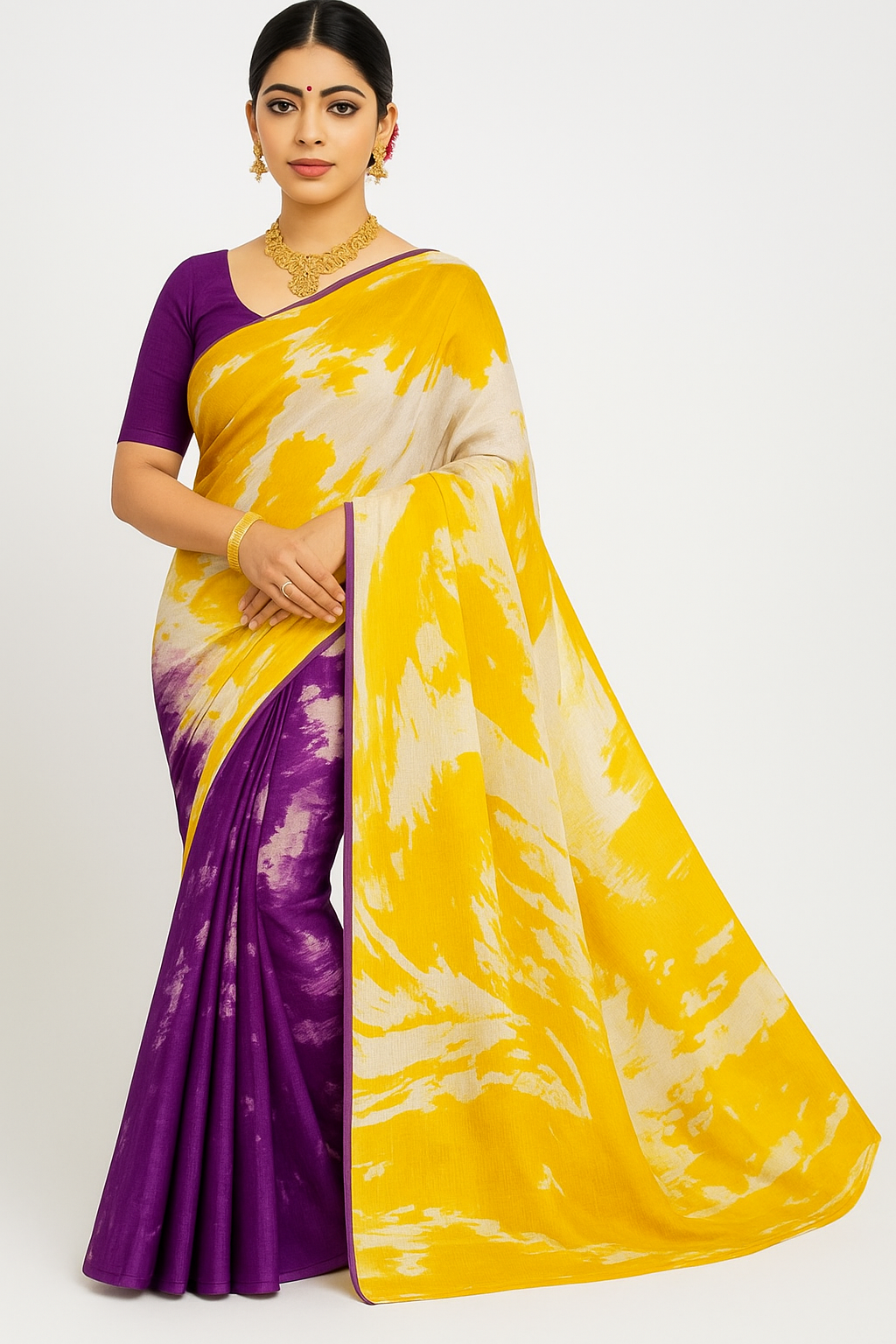Duel Colored Printed Saree - Sunita Style & Grace