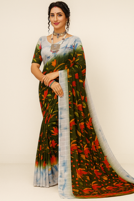 Floral Pattern Saree - Sunita Style & Grace