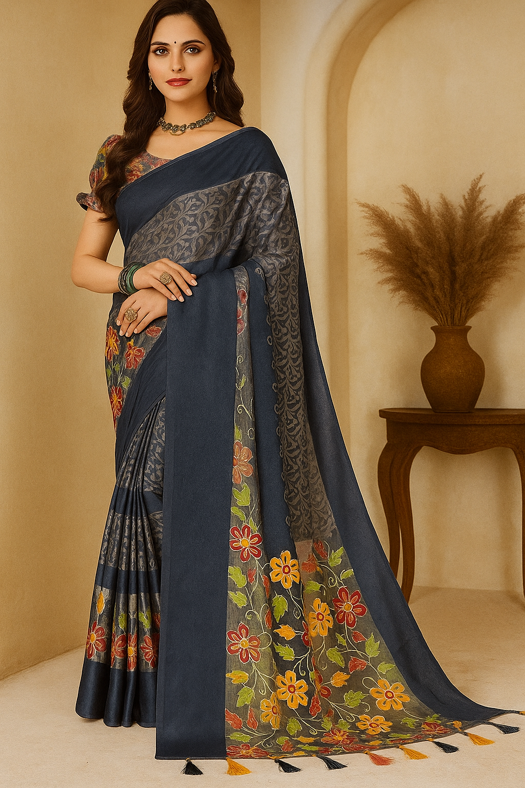 Elegant Floral Silk Blend Sarees - Sunita Style & Grace