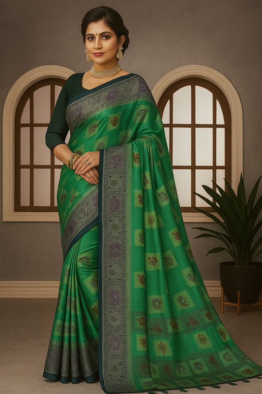 Peacock and Floral motifs Saree - Sunita Style & Grace