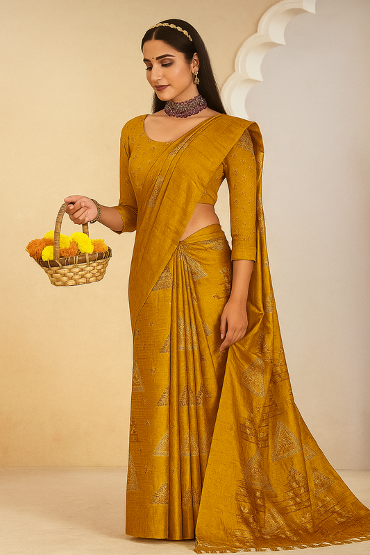 Yellow Woven Silk Saree - Sunita Style & Grace