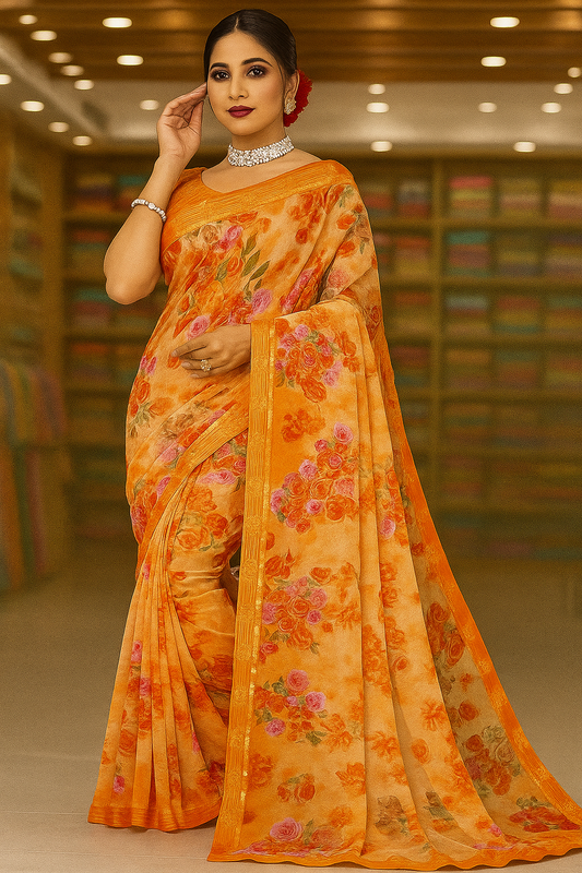 Floral Printed Georgette Saree - Sunita Style & Grace