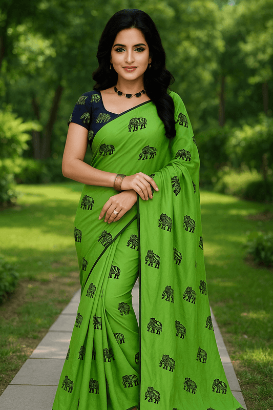 Elegant Elephant Motif Saree